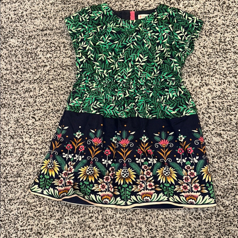 Crewcuts Floral Green and Navy Dress